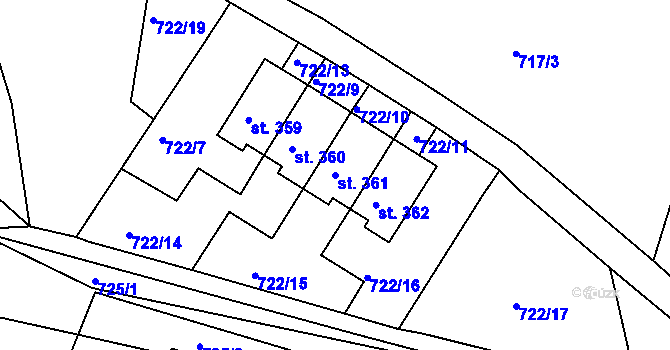 Parcela st. 361 v KÚ Dubnice pod Ralskem, Katastrální mapa