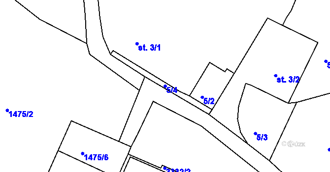 Parcela st. 5/4 v KÚ Dubnice pod Ralskem, Katastrální mapa
