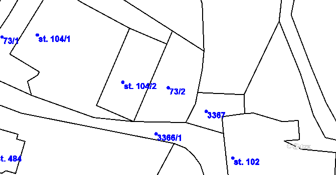 Parcela st. 73/2 v KÚ Dubnice pod Ralskem, Katastrální mapa