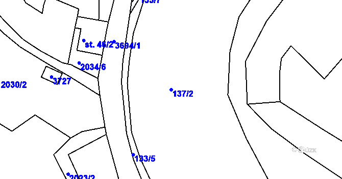 Parcela st. 137/2 v KÚ Dubnice pod Ralskem, Katastrální mapa