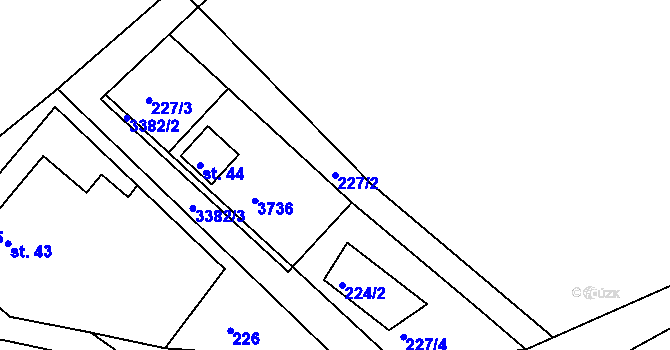 Parcela st. 227/2 v KÚ Dubnice pod Ralskem, Katastrální mapa