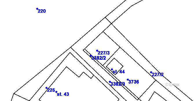 Parcela st. 227/3 v KÚ Dubnice pod Ralskem, Katastrální mapa