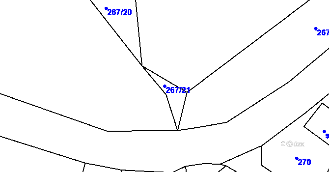 Parcela st. 267/21 v KÚ Dubnice pod Ralskem, Katastrální mapa