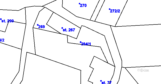 Parcela st. 294/1 v KÚ Dubnice pod Ralskem, Katastrální mapa