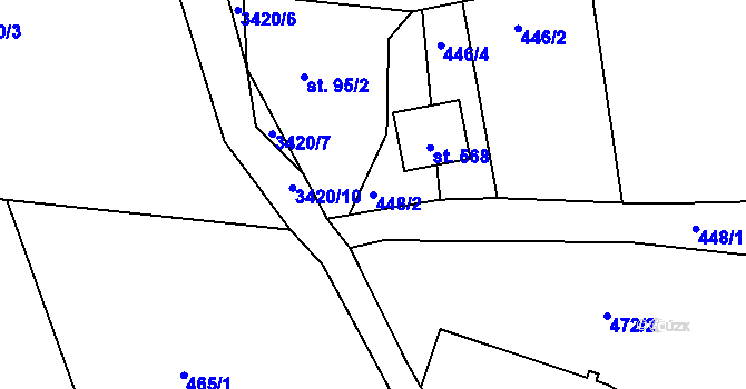 Parcela st. 448/2 v KÚ Dubnice pod Ralskem, Katastrální mapa