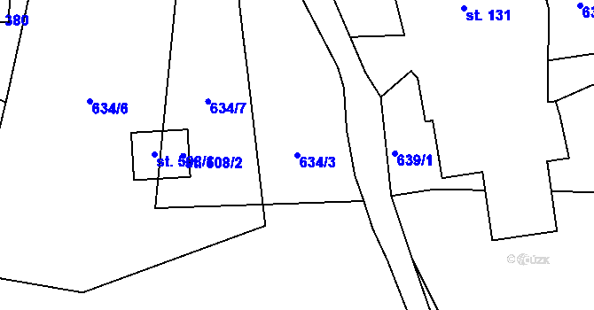 Parcela st. 634/3 v KÚ Dubnice pod Ralskem, Katastrální mapa