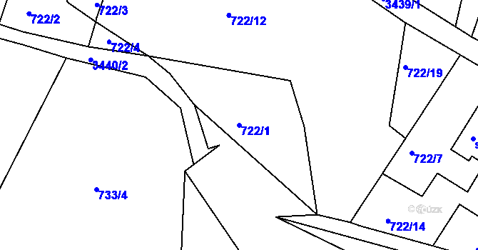Parcela st. 722/1 v KÚ Dubnice pod Ralskem, Katastrální mapa