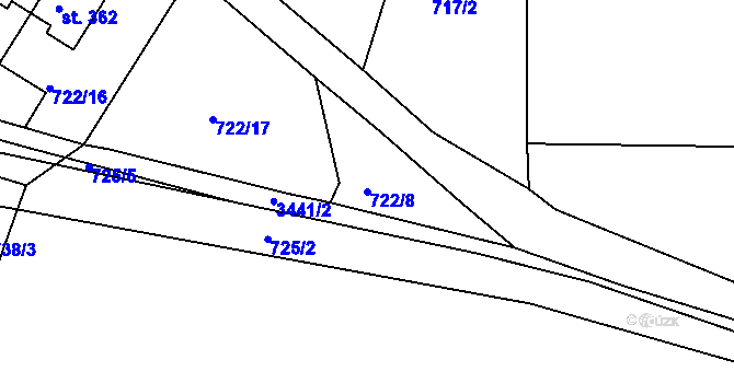 Parcela st. 722/8 v KÚ Dubnice pod Ralskem, Katastrální mapa