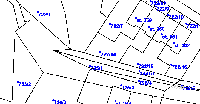 Parcela st. 722/14 v KÚ Dubnice pod Ralskem, Katastrální mapa