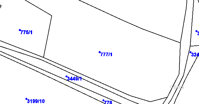 Parcela st. 777/1 v KÚ Dubnice pod Ralskem, Katastrální mapa