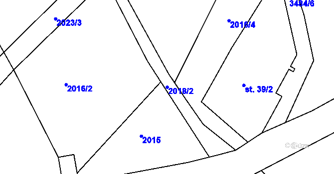 Parcela st. 2018/2 v KÚ Dubnice pod Ralskem, Katastrální mapa