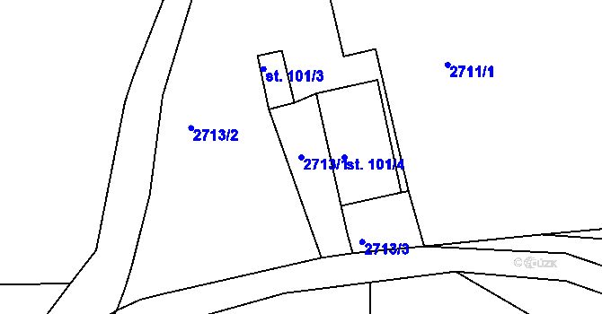 Parcela st. 2713/1 v KÚ Dubnice pod Ralskem, Katastrální mapa