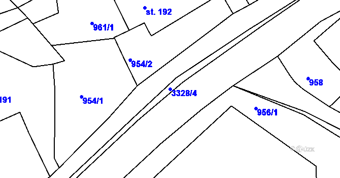 Parcela st. 3328/4 v KÚ Dubnice pod Ralskem, Katastrální mapa