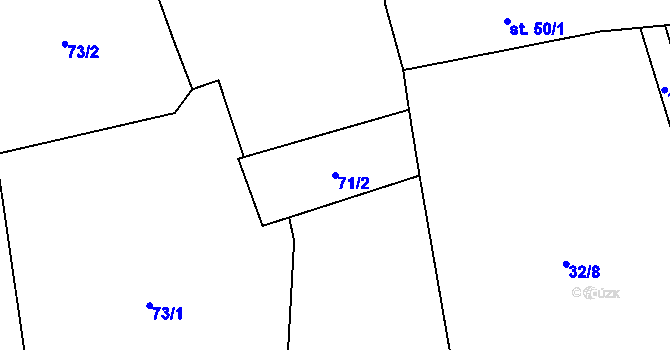 Parcela st. 71/2 v KÚ Dubnice, Katastrální mapa