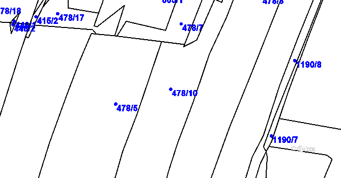 Parcela st. 478/10 v KÚ Dubnice, Katastrální mapa