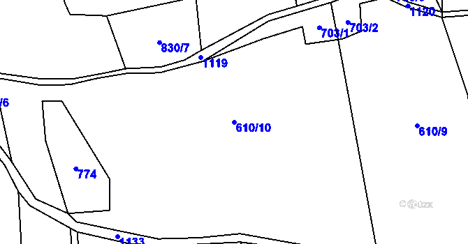 Parcela st. 610/10 v KÚ Dubnice, Katastrální mapa