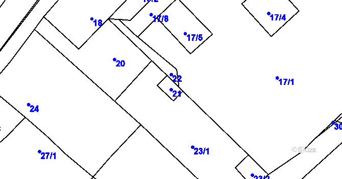 Parcela st. 21 v KÚ Dubno, Katastrální mapa