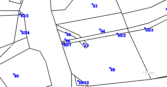 Parcela st. 57 v KÚ Dubno, Katastrální mapa