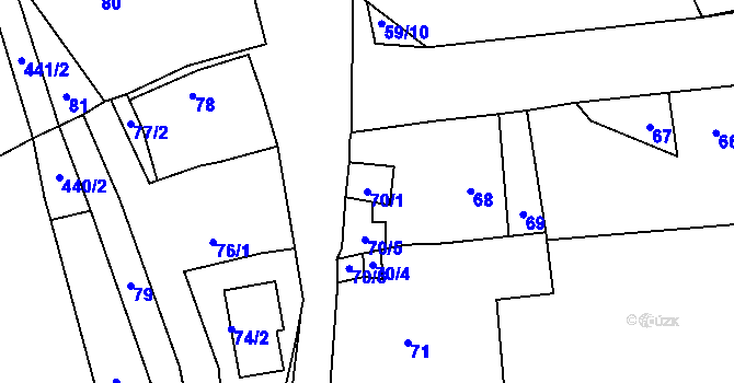 Parcela st. 70/1 v KÚ Dubno, Katastrální mapa