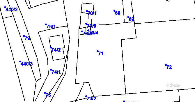 Parcela st. 71 v KÚ Dubno, Katastrální mapa