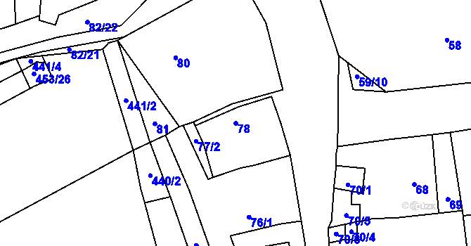 Parcela st. 78 v KÚ Dubno, Katastrální mapa