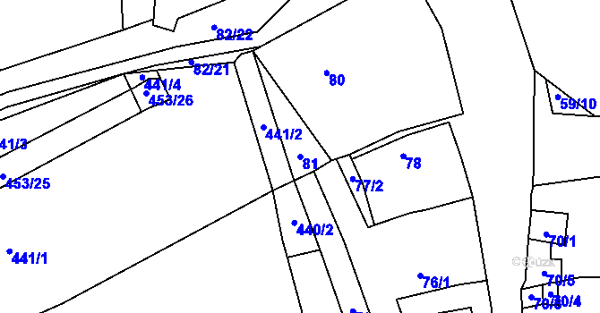 Parcela st. 81 v KÚ Dubno, Katastrální mapa