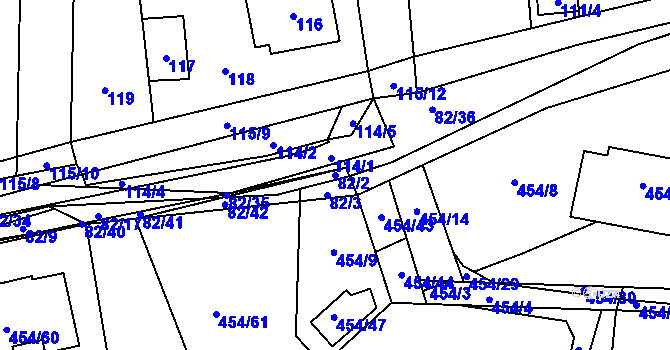 Parcela st. 82/2 v KÚ Dubno, Katastrální mapa