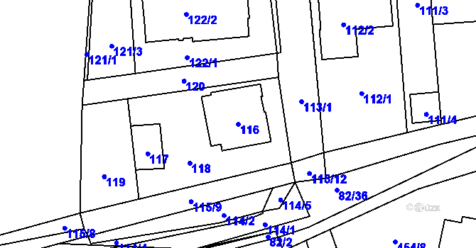 Parcela st. 116 v KÚ Dubno, Katastrální mapa