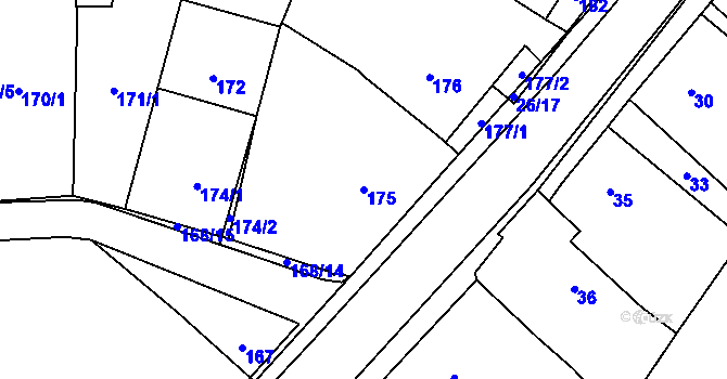 Parcela st. 175 v KÚ Dubno, Katastrální mapa