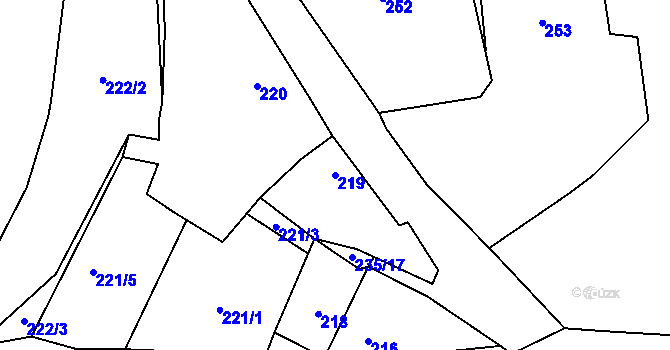 Parcela st. 219 v KÚ Dubno, Katastrální mapa