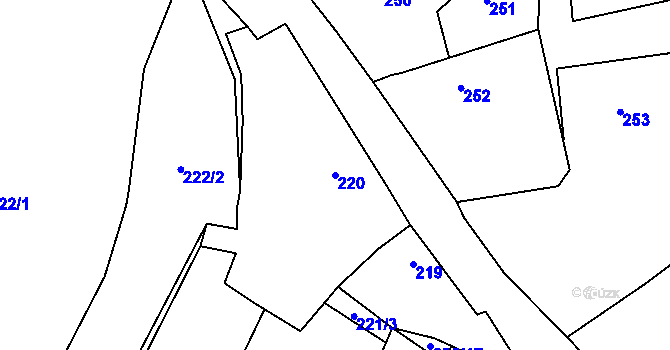 Parcela st. 220 v KÚ Dubno, Katastrální mapa