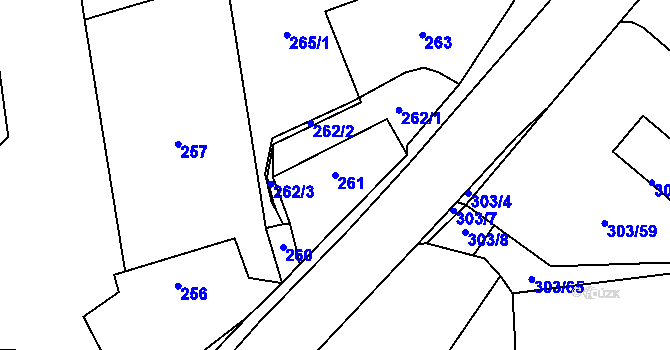 Parcela st. 261 v KÚ Dubno, Katastrální mapa