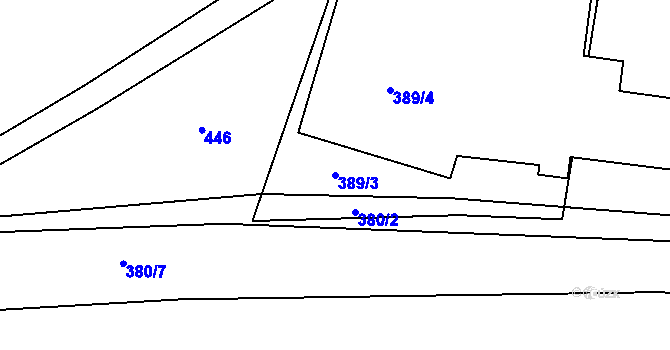 Parcela st. 389/3 v KÚ Dubno, Katastrální mapa