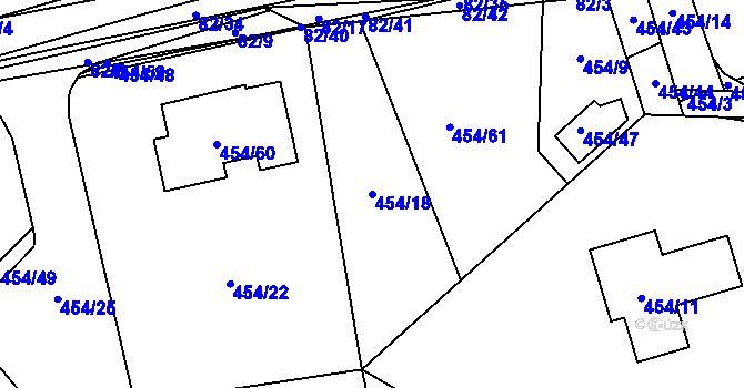 Parcela st. 454/18 v KÚ Dubno, Katastrální mapa