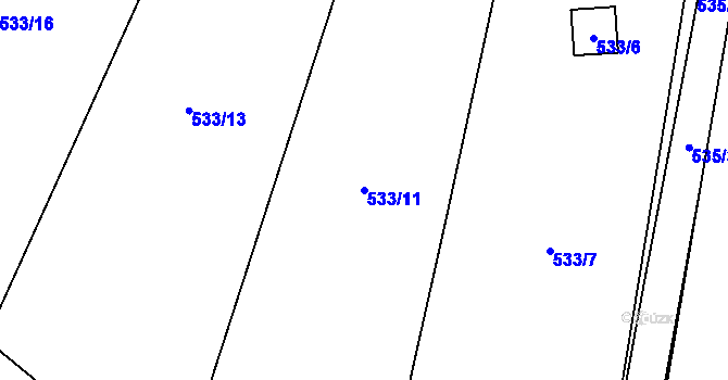 Parcela st. 533/11 v KÚ Dubno, Katastrální mapa