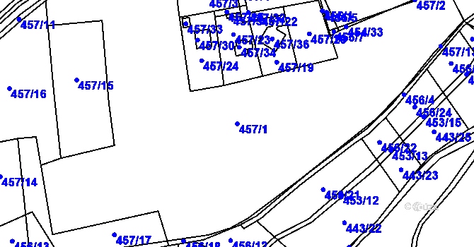 Parcela st. 457/1 v KÚ Dubno, Katastrální mapa
