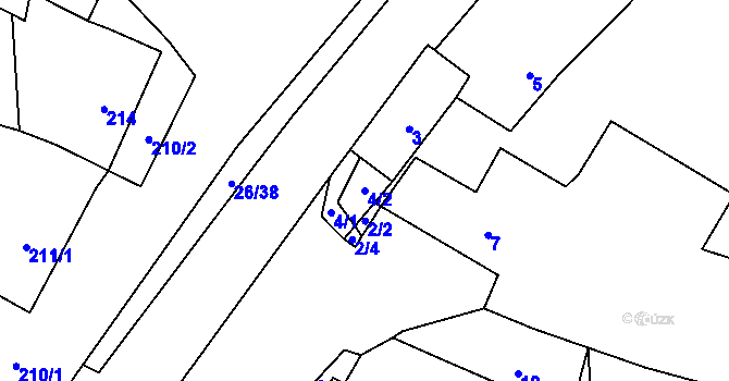 Parcela st. 4/2 v KÚ Dubno, Katastrální mapa
