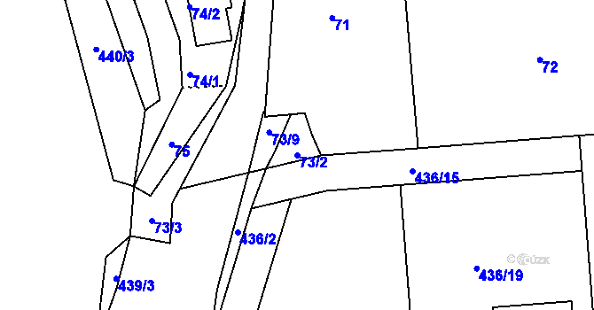 Parcela st. 73/2 v KÚ Dubno, Katastrální mapa