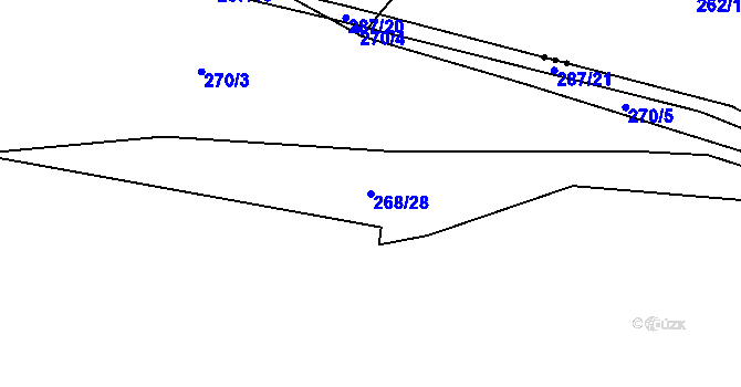 Parcela st. 268/28 v KÚ Dubno, Katastrální mapa