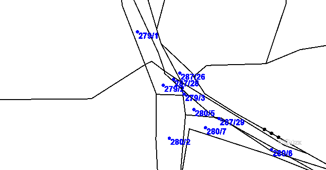 Parcela st. 279/2 v KÚ Dubno, Katastrální mapa