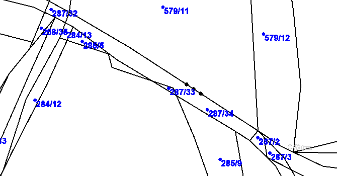 Parcela st. 287/33 v KÚ Dubno, Katastrální mapa