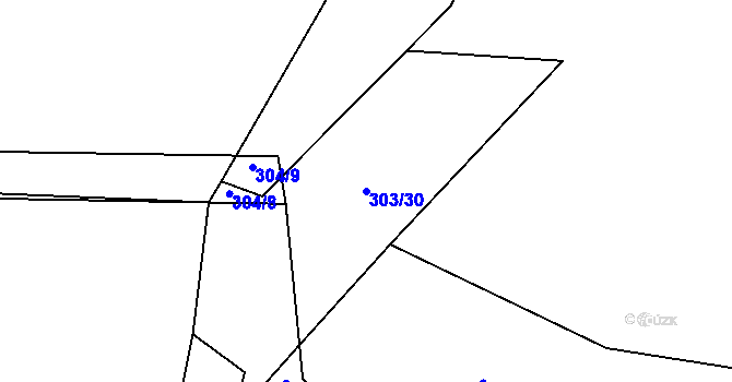 Parcela st. 303/30 v KÚ Dubno, Katastrální mapa