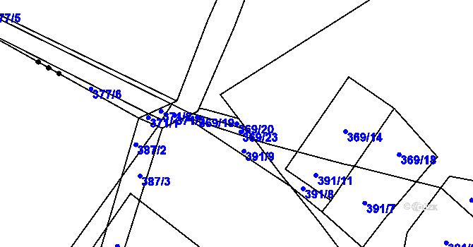 Parcela st. 369/20 v KÚ Dubno, Katastrální mapa