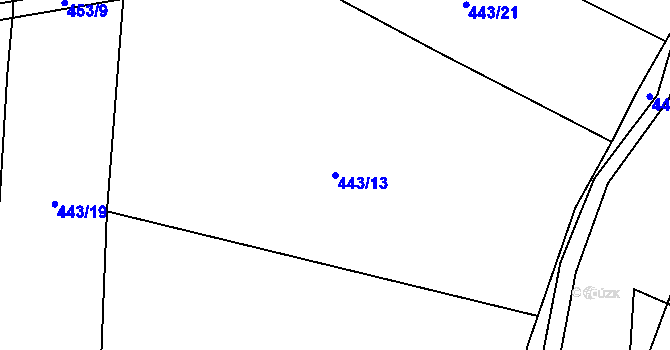 Parcela st. 443/13 v KÚ Dubno, Katastrální mapa