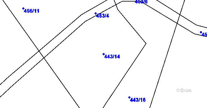 Parcela st. 443/14 v KÚ Dubno, Katastrální mapa