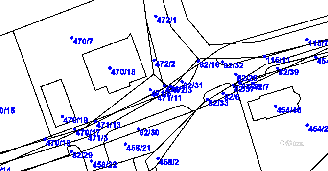 Parcela st. 471/7 v KÚ Dubno, Katastrální mapa