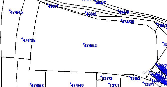 Parcela st. 474/52 v KÚ Dubno, Katastrální mapa