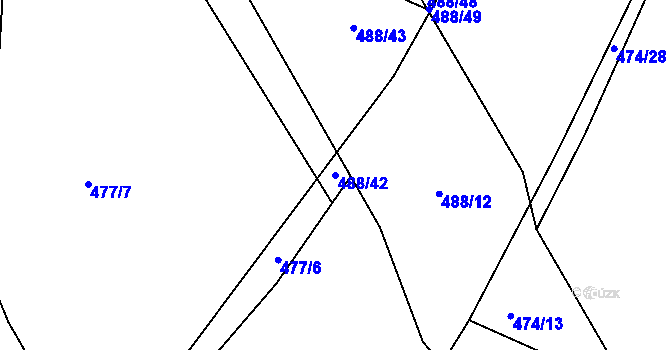 Parcela st. 488/42 v KÚ Dubno, Katastrální mapa