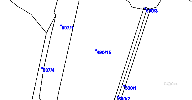 Parcela st. 490/15 v KÚ Dubno, Katastrální mapa