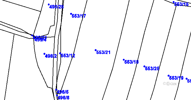 Parcela st. 553/21 v KÚ Dubno, Katastrální mapa